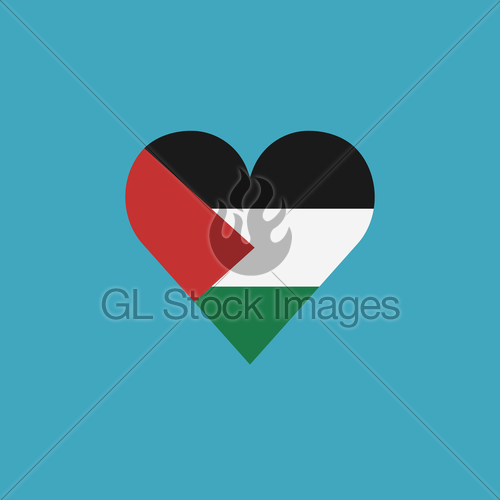 500x500 Palestine Flag Icon In A Heart Shape In Flat Design Gl Stock Images