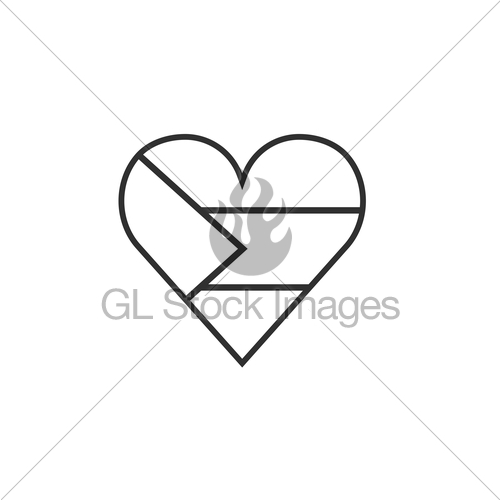 500x500 Palestine Or Sudan Flag Icon In A Heart Shape In Black Ou Gl