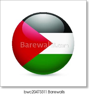 362x382 Round Glossy Icon Of Palestine, Art Print Barewalls Posters