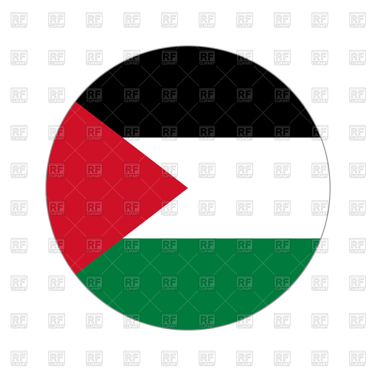 1200x1200 Round Icon Of Palestine Flag On White Background Vector Image