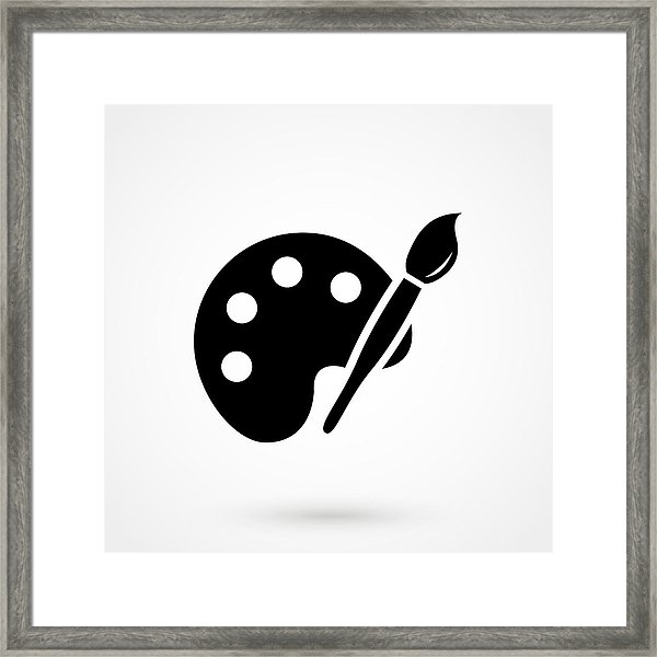 600x600 Paint Brush With Palette Icon Flat Design Style Framed Print