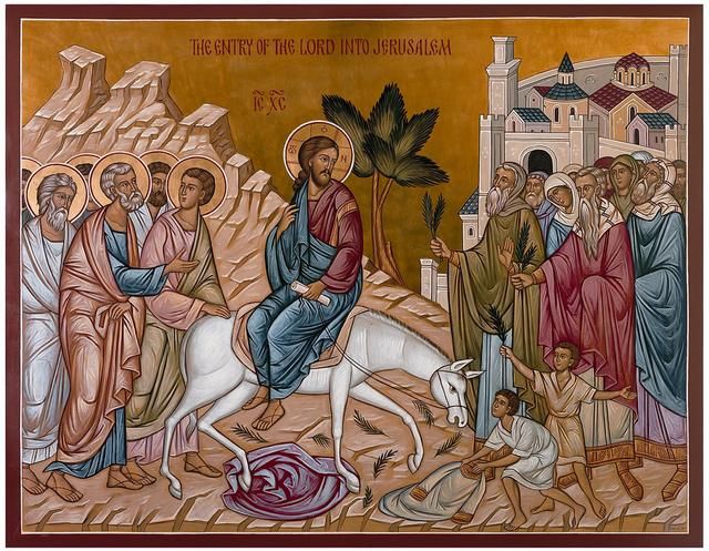 640x497 Greek Orthodox Icon Jesus Enters Jerusalem