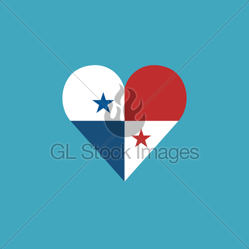 500x500 Panama Flag Icon In A Heart Shape In Flat Design Gl Stock Images