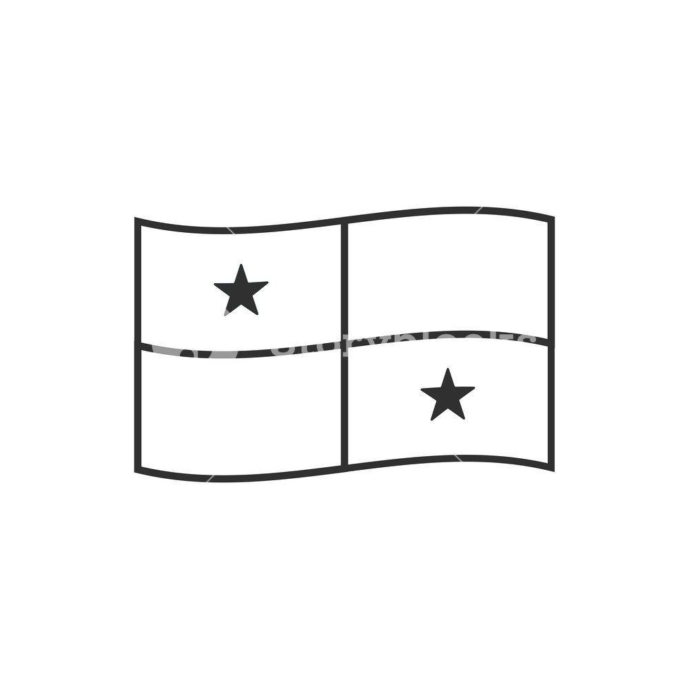 1000x1000 Panama Flag Icon In Black Outline Flat Design Independence Day