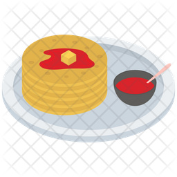 256x256 Pancake With Sauce Icon Of Isometric Style