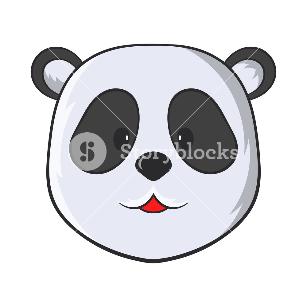 1000x1000 Head Of Panda Bear Icon In Cartoon Style On A White Background