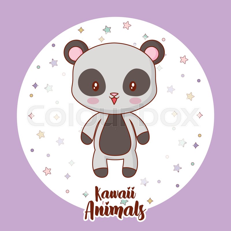 800x800 Kawaii Panda Bear Icon Over Purple Stock Vector Colourbox