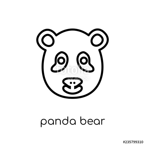 500x500 Panda Bear Icon Trendy Modern Flat Linear Vector Panda Bear Icon