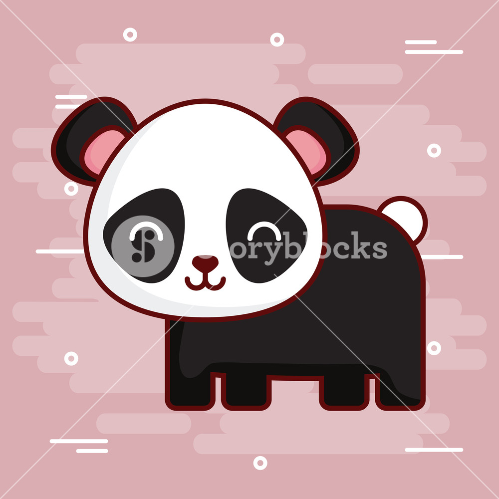 1000x1000 Cute Panda Bear Icon Over Pink Background Colorful Design Vector