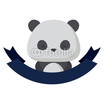 400x400 Decorative Ribbon And Cute Panda Bear Icon Over White Background