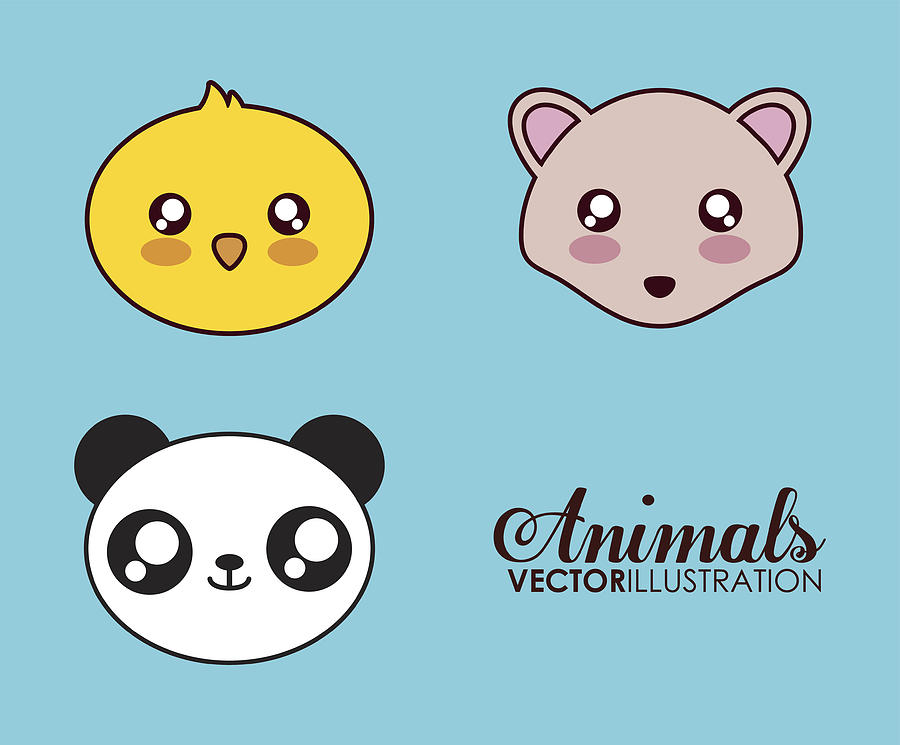 900x745 Kawaii Hedgehog, Chicken And Panda Icon Vector Graphic