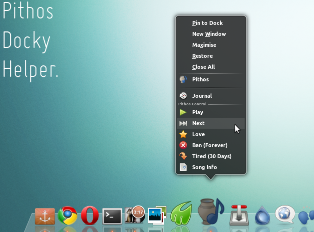 Desktop Pandora App 'pithos' Gets Docky Controls 629x465 Desktop Pandora App 'pithos' Gets Docky Controls