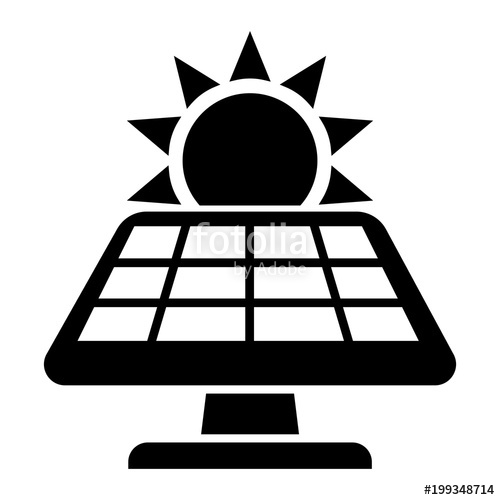 500x500 Simple, Black And White Solar Panel Icon