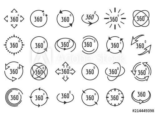 500x364 Full Rotation Icons Thin Line Full Signs, Degree Completed