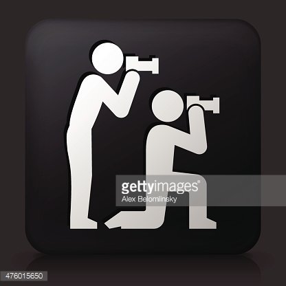 416x416 Black Square Button With Paparazzi Icon Premium Clipart