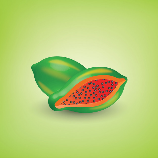626x626 Papaya Realistic Icon Vector Isolated On Green Background Vector