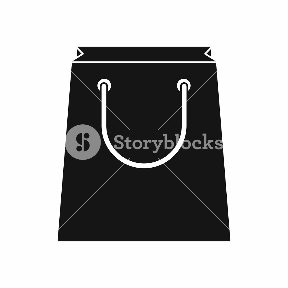 1000x1000 Paper Shopping Bag Icon In Simple Style Isolated Vector