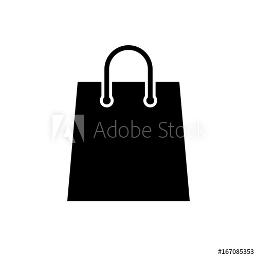 500x500 Shopping Bag Icon Black, Minimalist Icon Isolated On White