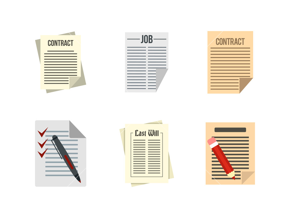 1000x750 Contract Paper Icon Set Flat Set Of Contract Paper Vector Icons