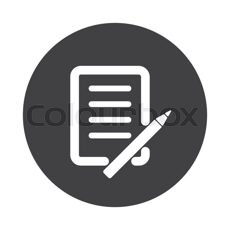 800x800 White Pen And Paper Icon On Black Stock Vector Colourbox