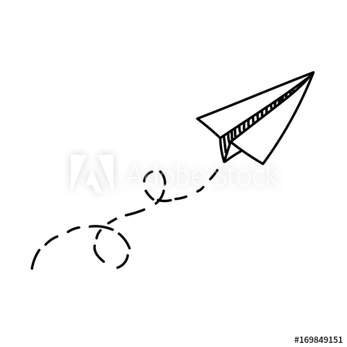 500x500 Vector Paper Airplane Travel, Route Symbol Vector Illustration