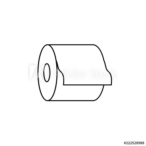 500x500 Vector Toilet Paper Icon, Black And White Outline Illustration