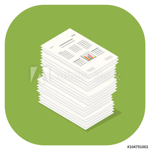 500x500 A Vector Illustration Icon Of Paper Documents Stacked Pile