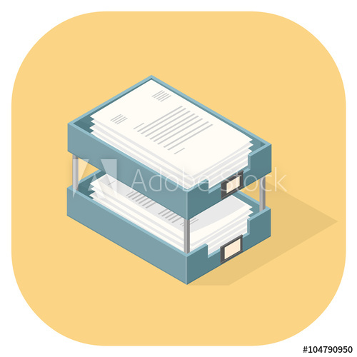 500x500 Trays With Paper Documents Stacked And Filed A Vector