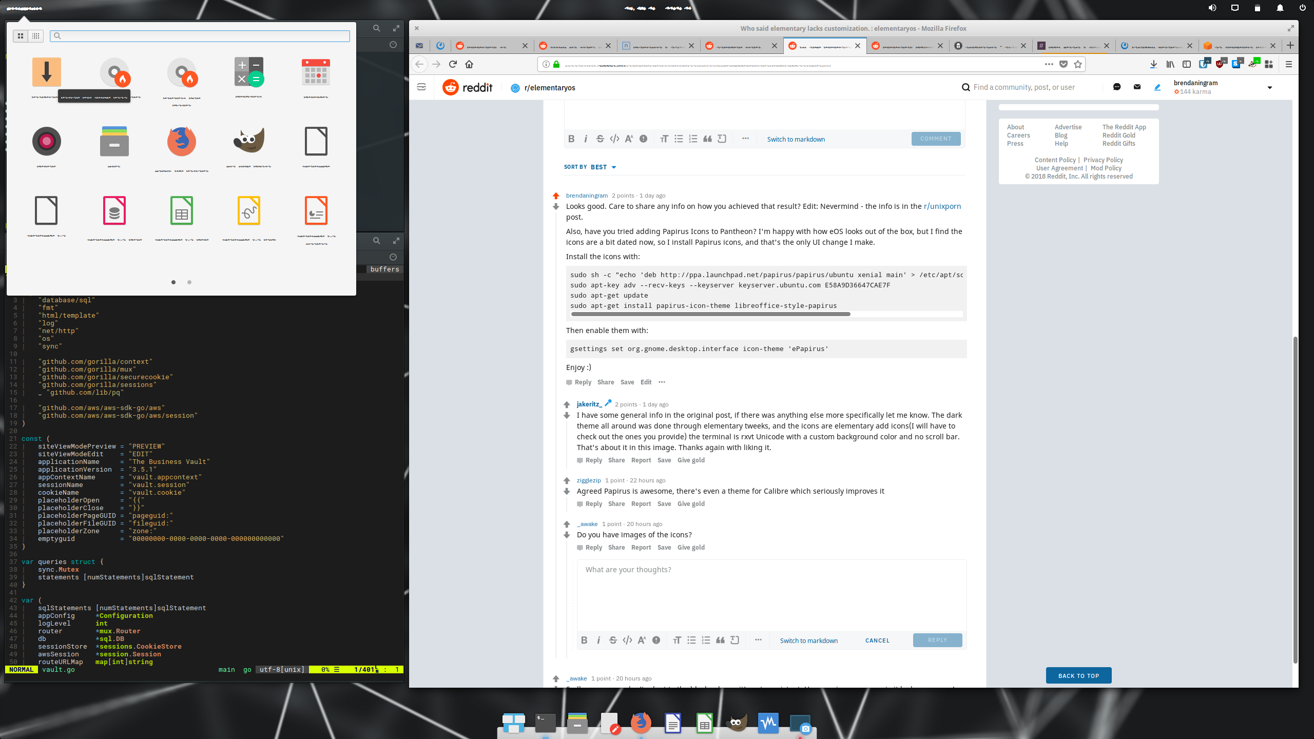 2560x1440 Elementary Os With Papirus Icons Elementaryos
