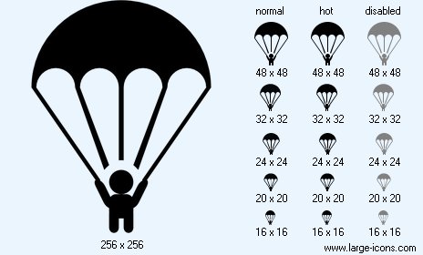 464x280 Parachute Icon Image Large Black Military Icons