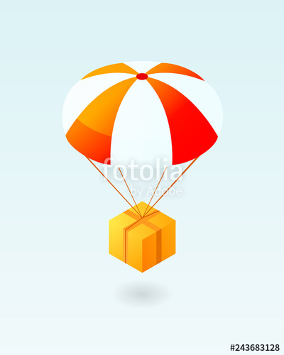 400x500 Box Flying On Parachute Icon Air Shipping Clipart Image Stock