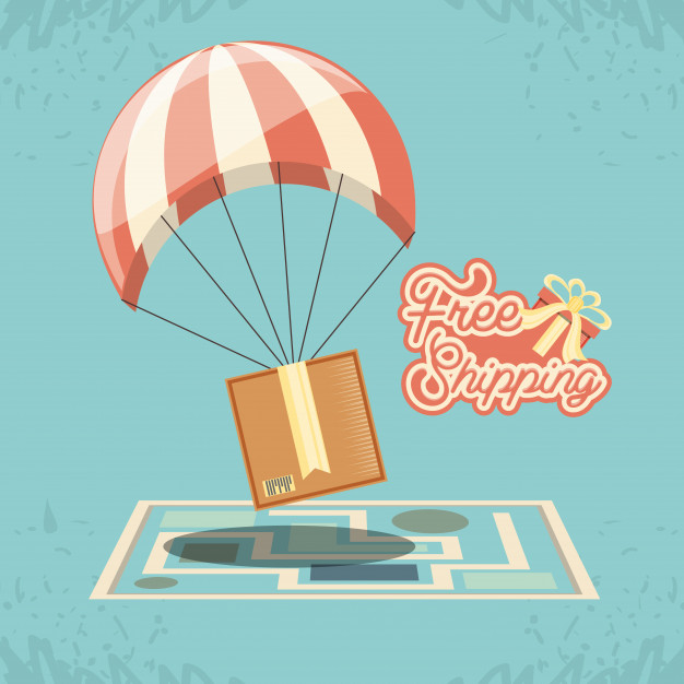 626x626 Free Shipping Service With Parachute Icon Vector Ilustration