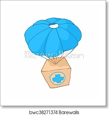 362x382 Medicine Aid In A Box With A Parachute Icon, Art Print Barewalls