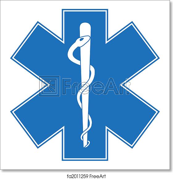 561x581 Free Art Print Of Paramedic Caduceus Blue Paramedic Symbol