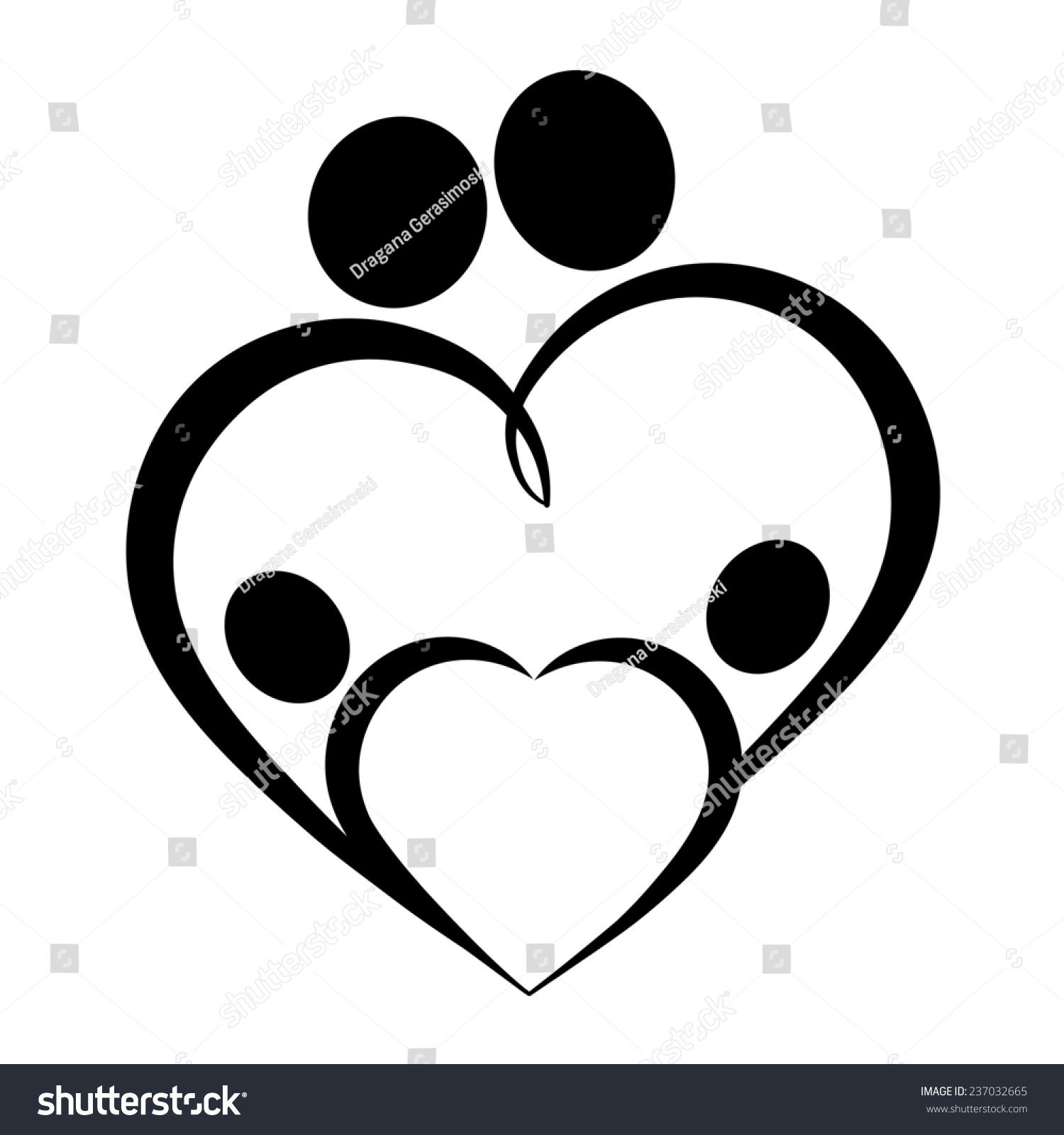 1500x1600 Family Love Heart Icon Parents And Children, Symbol Isolated