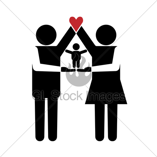 500x500 Parents Icon With Kid On Their Arms Gl Stock Images
