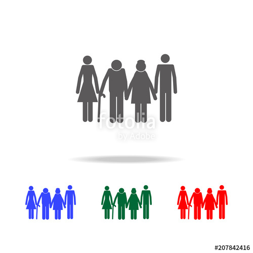 500x500 Adult Children With Parents Icon Elements Of Human Family Life