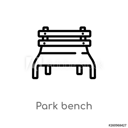 500x500 Outline Park Bench Vector Icon Isolated Black Simple Line Element