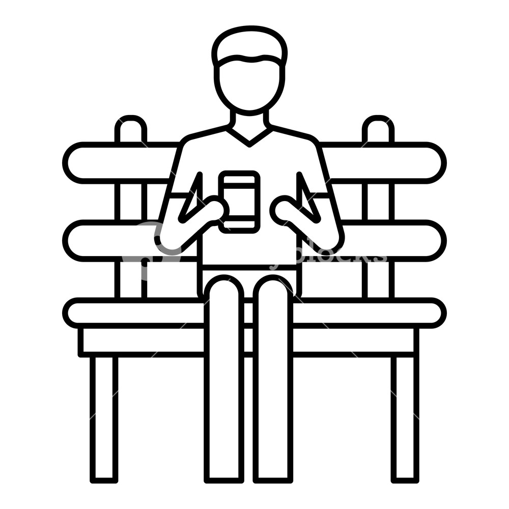 1000x1000 Freelancer In Park Bench Icon Outline Freelancer In Park Bench