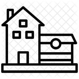 256x256 House Garage Icon Of Line Style