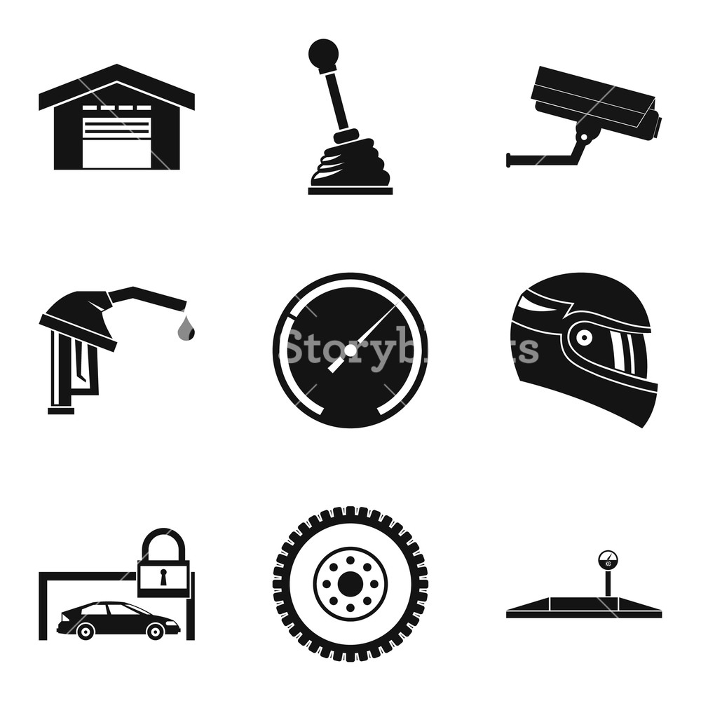 1000x1000 Parking Garage Icons Set Cartoon Set Of Parking Garage Vector