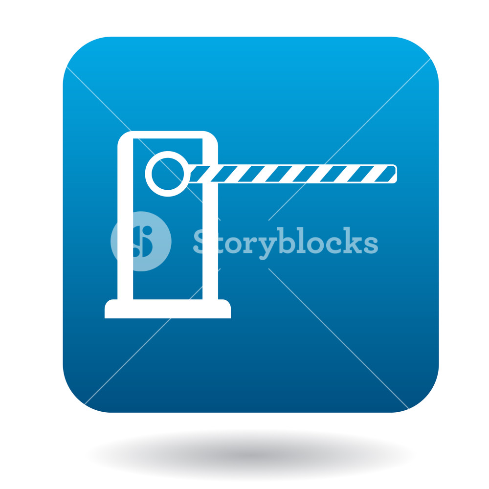 1000x1000 Gate In Parking Lot Icon In Simple Style In Blue Square Transport