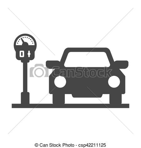 450x470 Car With Parking Meter Icon On White Background Vector Vector