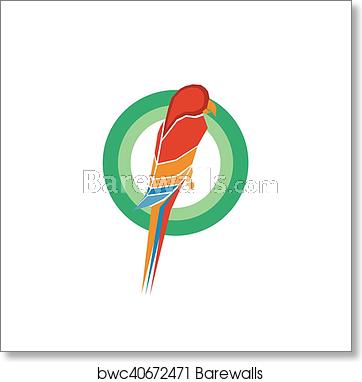 362x382 Colorful Parrot Icon Design Illustration, Art Print Barewalls
