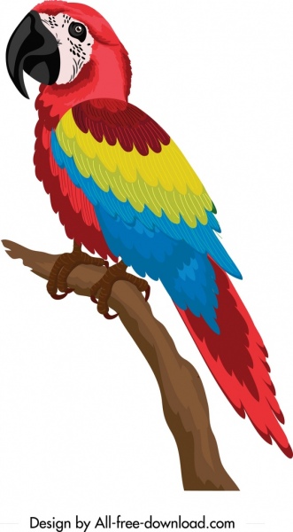 331x600 Tropical Parrot Icon Colorful Cartoon Sketch Free Vector In Adobe