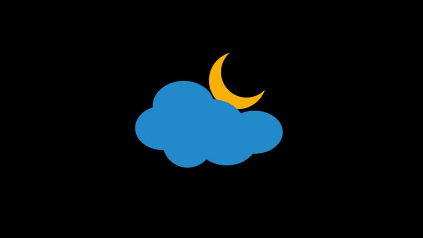 852x480 Weather Icon Animation With Black Stock Footage Video