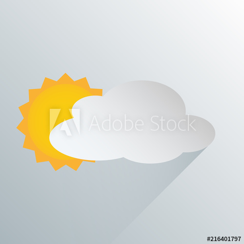500x500 Simple Sun And Cloud Partly Cloudy Weather Icon Symbol Vector