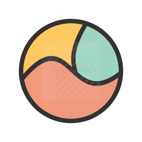 Circle With Three Parts Line Filled Icon 600x600 Circle With Three Parts Line Filled Icon