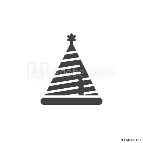 500x500 Party Hat Icon Vector, Filled Flat Sign, Solid Pictogram Isolated