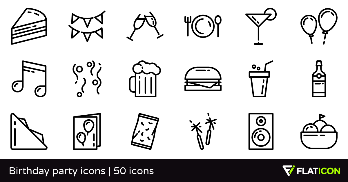 1200x630 Birthday Party Icons Free Icons